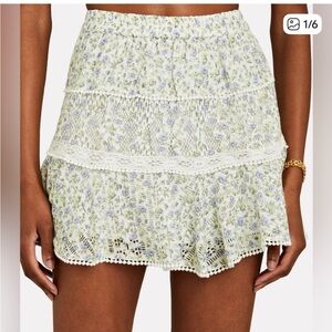 LoveShackFancy Diamond Skirt White Garden Stream Cotton